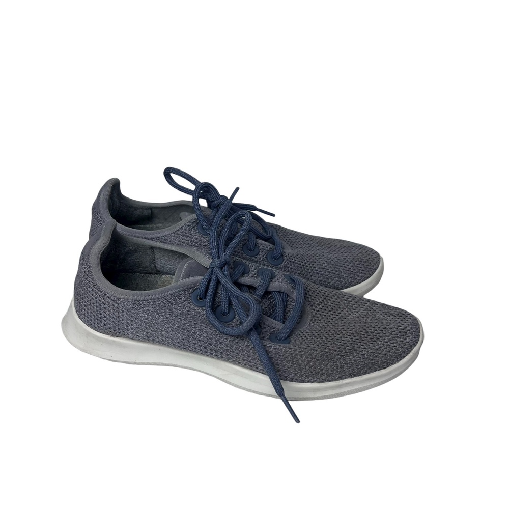 Allbirds Grey Blue Knit Lace Up Tree Runners Sneakers Sustainable Comfortable W7